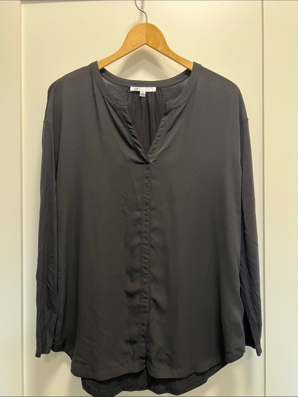 DR2 Women's Black Split-Neck Blouse